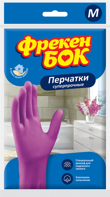 Рукавички латексні ФРЕКЕН БОК з бавовняним напиленням р. M, 1 пар/уп.(17105100)
